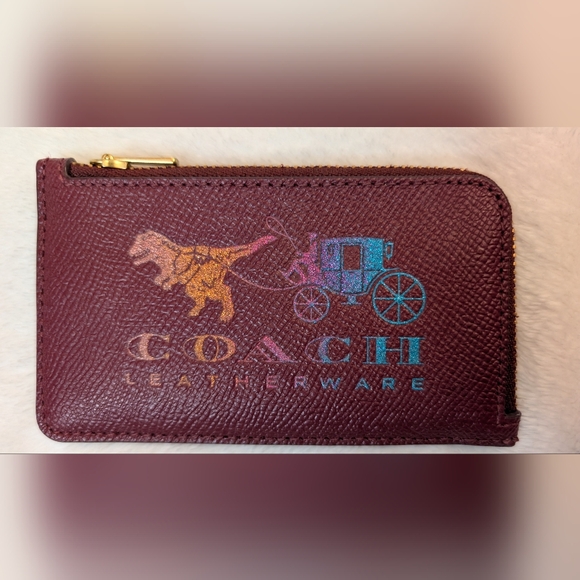 COACH Leather Rexy & Carriage Rainbow Small Zip Around Card Case pouch - Picture 3 of 7